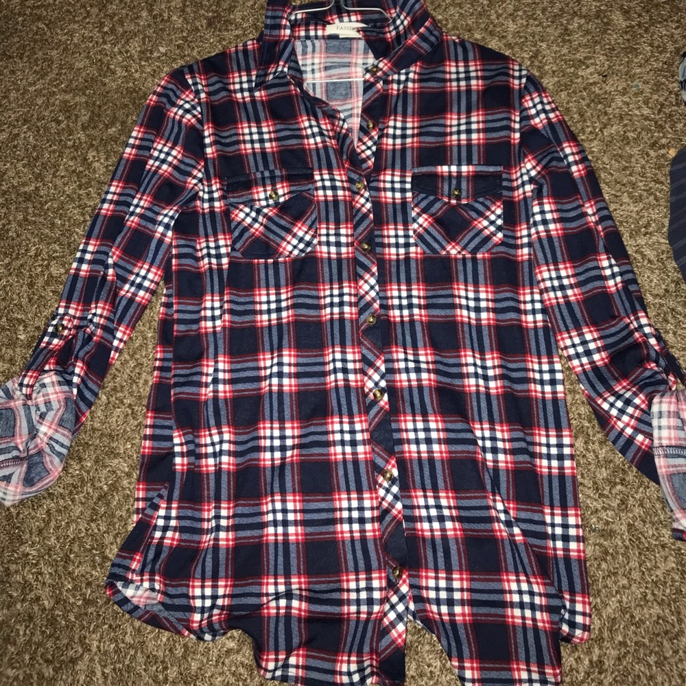 Navy blue and pinkish red Flannel
